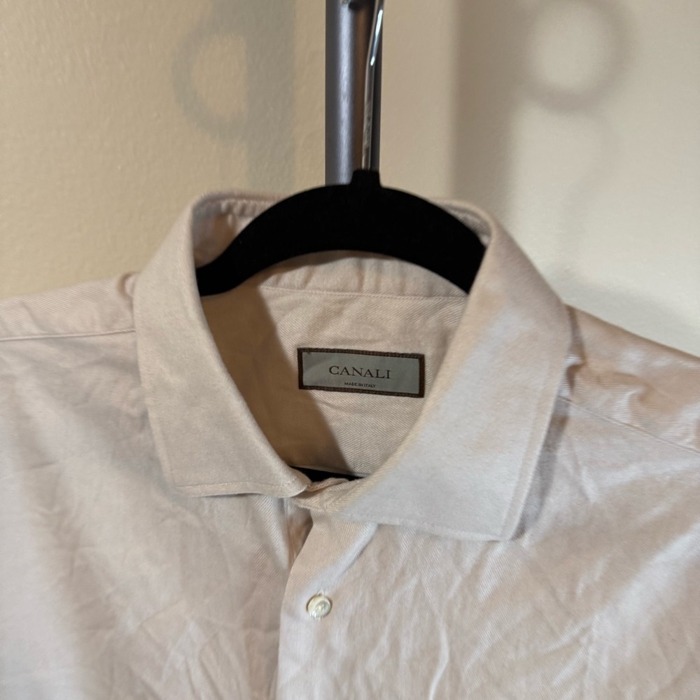 Canali Men's Light Cream Dress Shirt - Picture 3 of 7